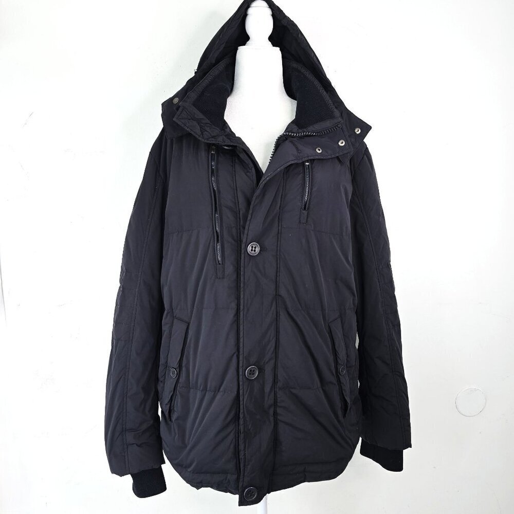 Allegri A Tech Black Puffer Removable Hood Down Jacket Men Size Small